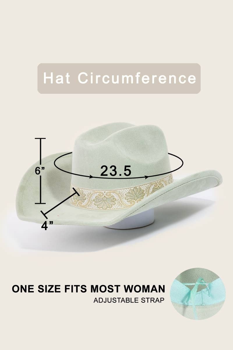 Western Intricate Border Pattern Band Cowboy Hat