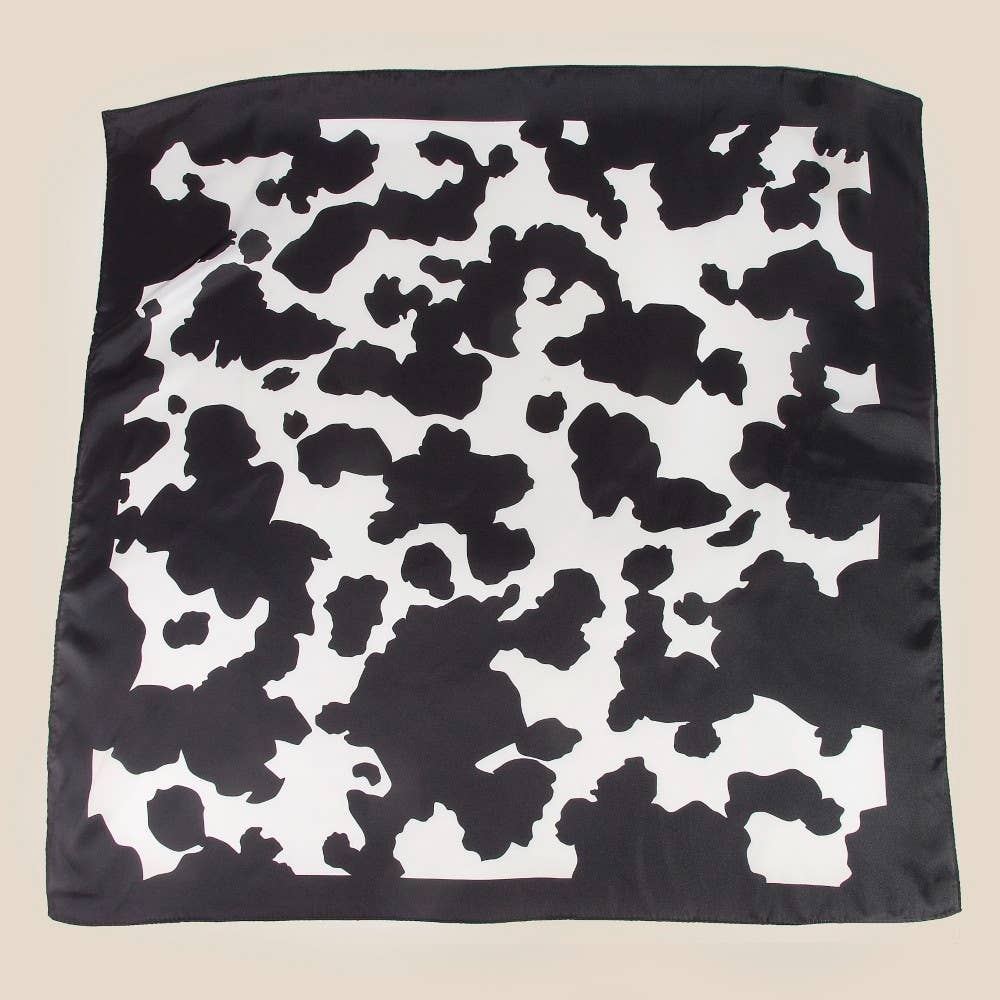 Black Cow Print Square Bandana Scarf
