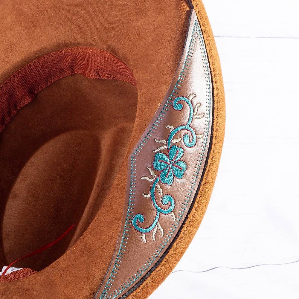 Western Embroidered Floral Strap Concho Cowboy Hat