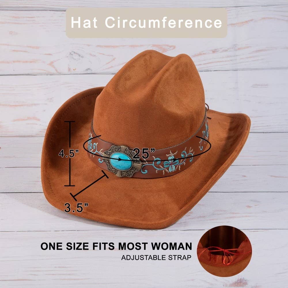 Western Embroidered Floral Strap Concho Cowboy Hat