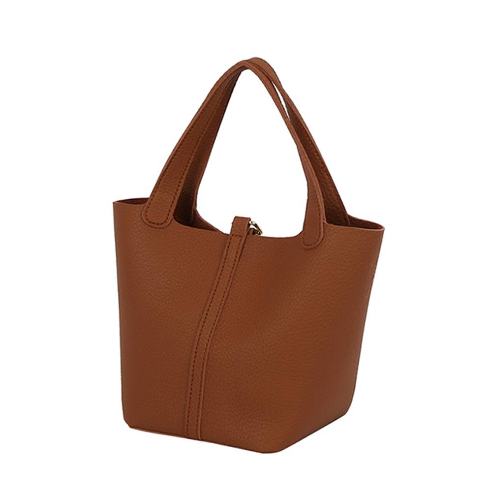 Faux Leather Bucket Hand Bag Set