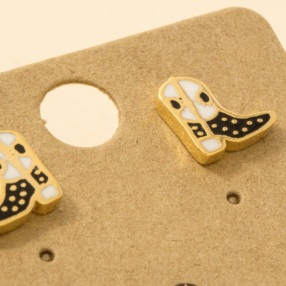 Dipped Epoxy Cowboy Boots Stud Earrings
