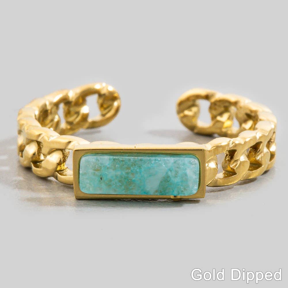 Stainless Steel Stone Chain Ring