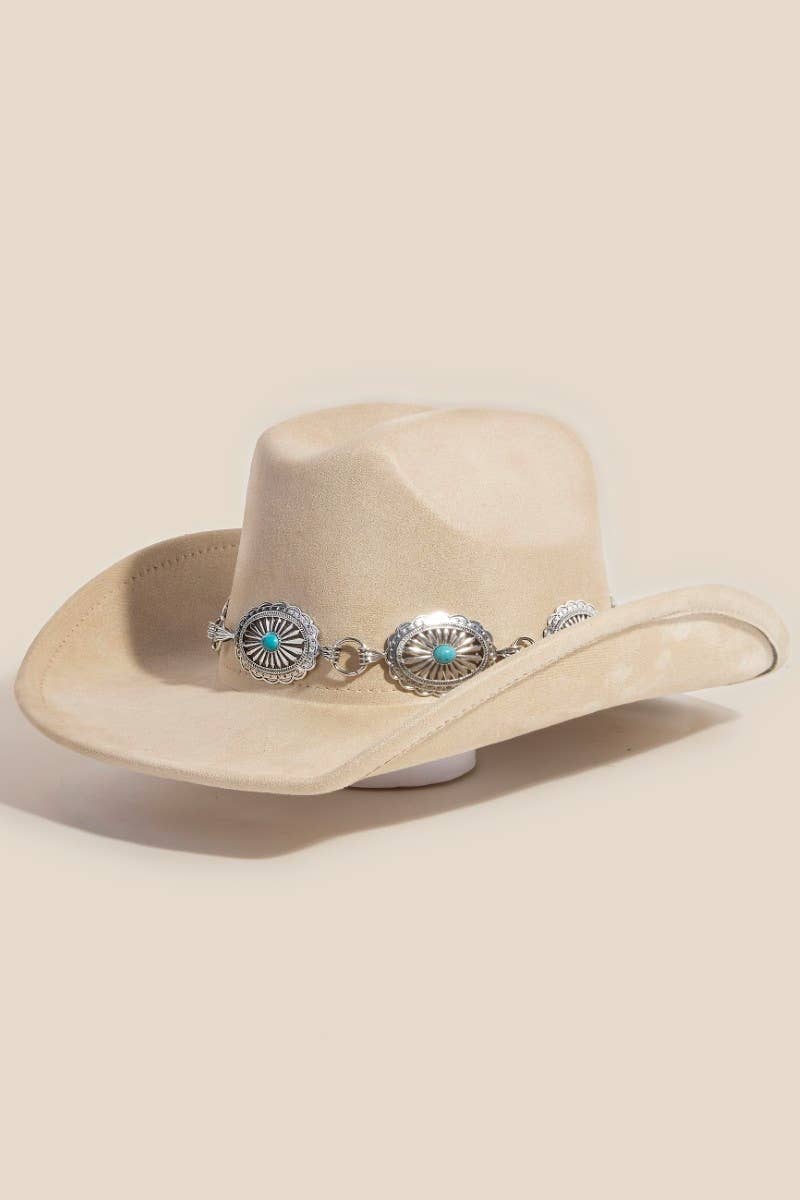 Turquoise Stud Concho Belt Western Cowboy Hat