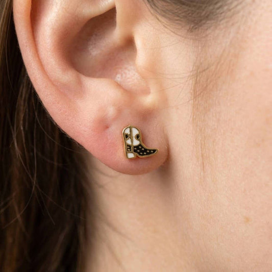 Dipped Epoxy Cowboy Boots Stud Earrings