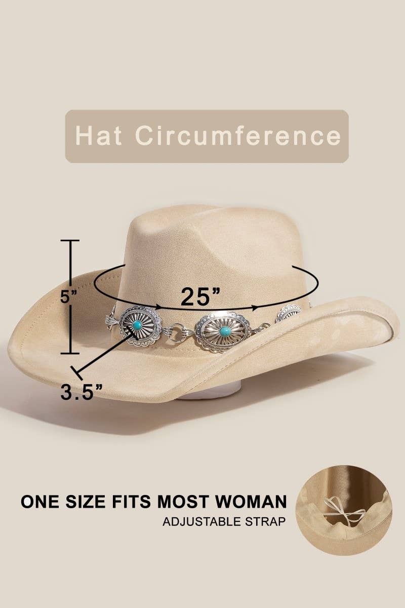 Turquoise Stud Concho Belt Western Cowboy Hat
