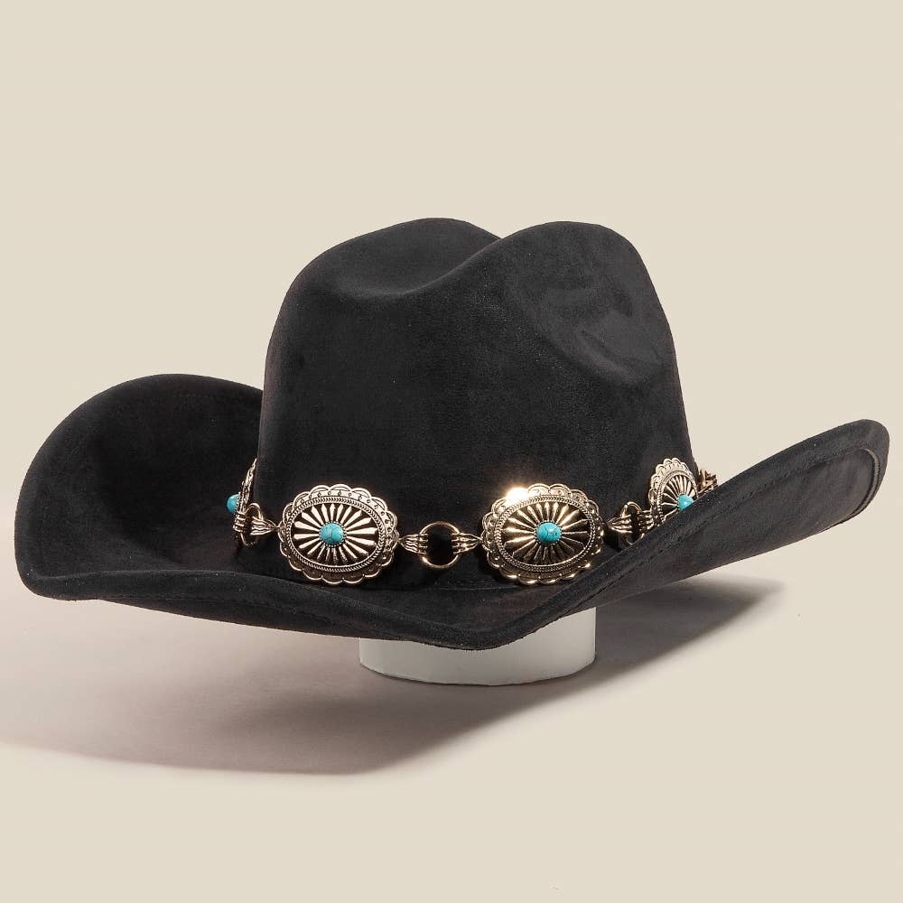 Turquoise Stud Concho Belt Western Cowboy Hat