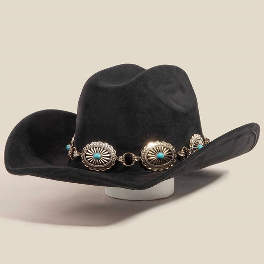 Turquoise Stud Concho Belt Western Cowboy Hat