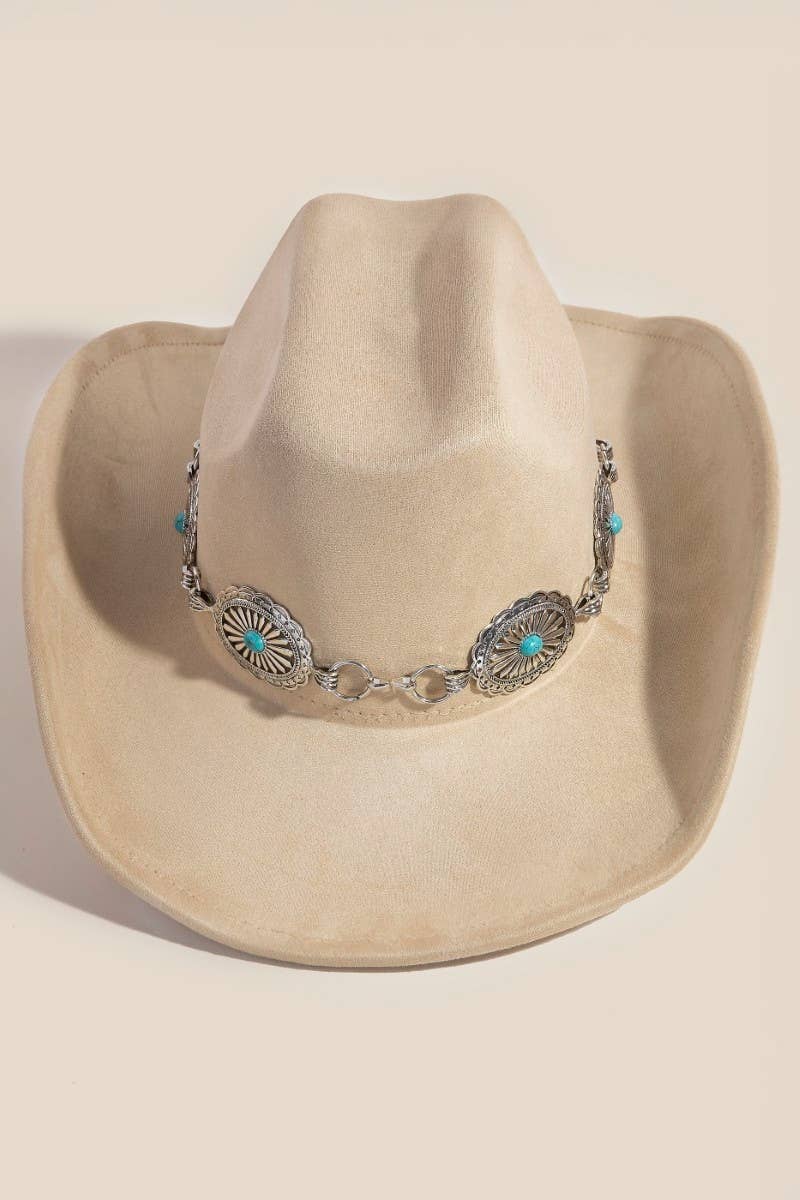 Turquoise Stud Concho Belt Western Cowboy Hat
