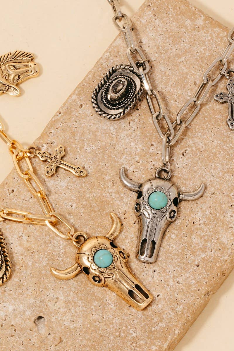 Assorted Western Bull Charm Necklace