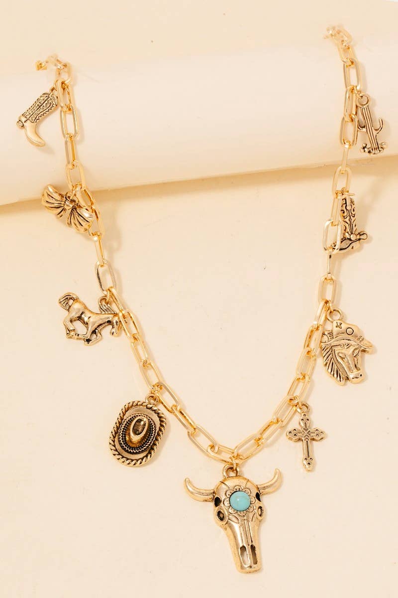 Assorted Western Bull Charm Necklace