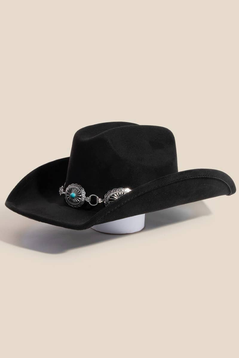 Turquoise Stud Concho Belt Western Cowboy Hat