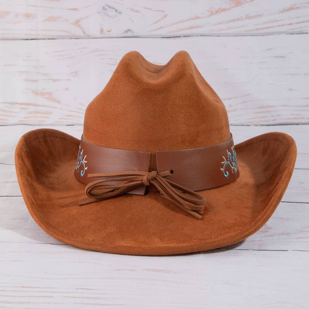 Western Embroidered Floral Strap Concho Cowboy Hat