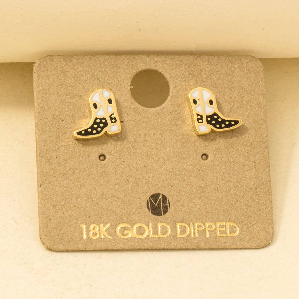Dipped Epoxy Cowboy Boots Stud Earrings