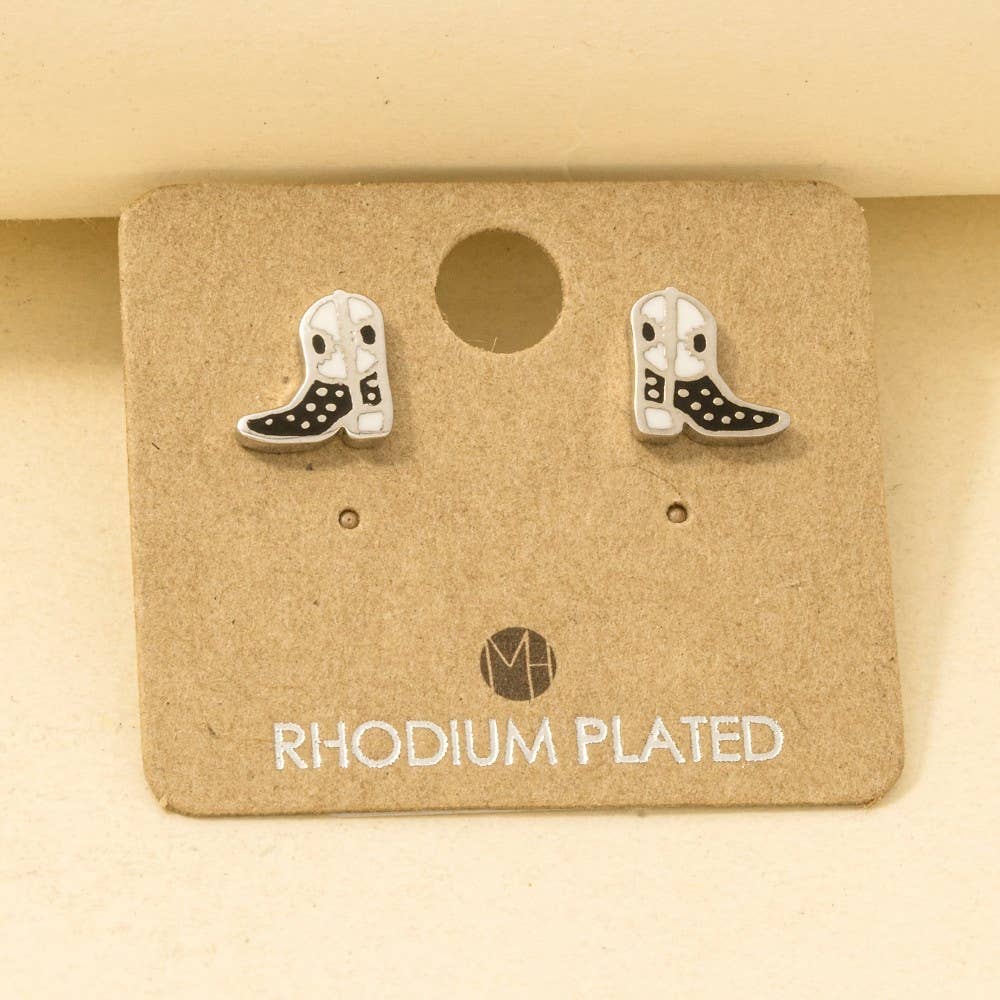 Dipped Epoxy Cowboy Boots Stud Earrings