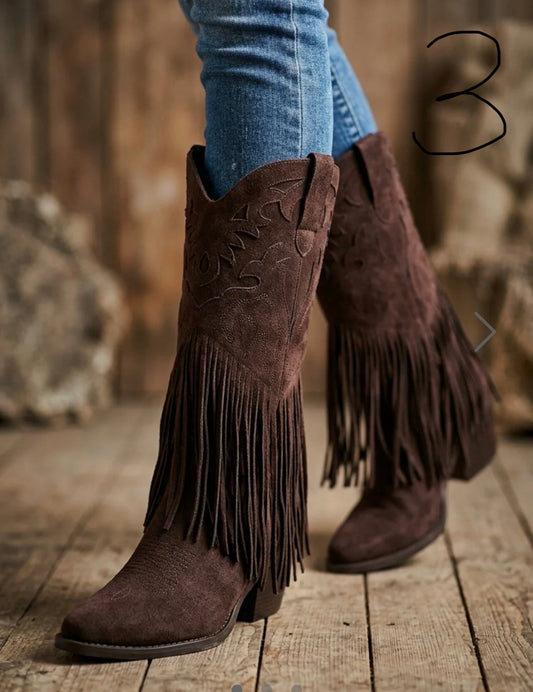 PRE ORDER Brown Tassel Cowboy Boots