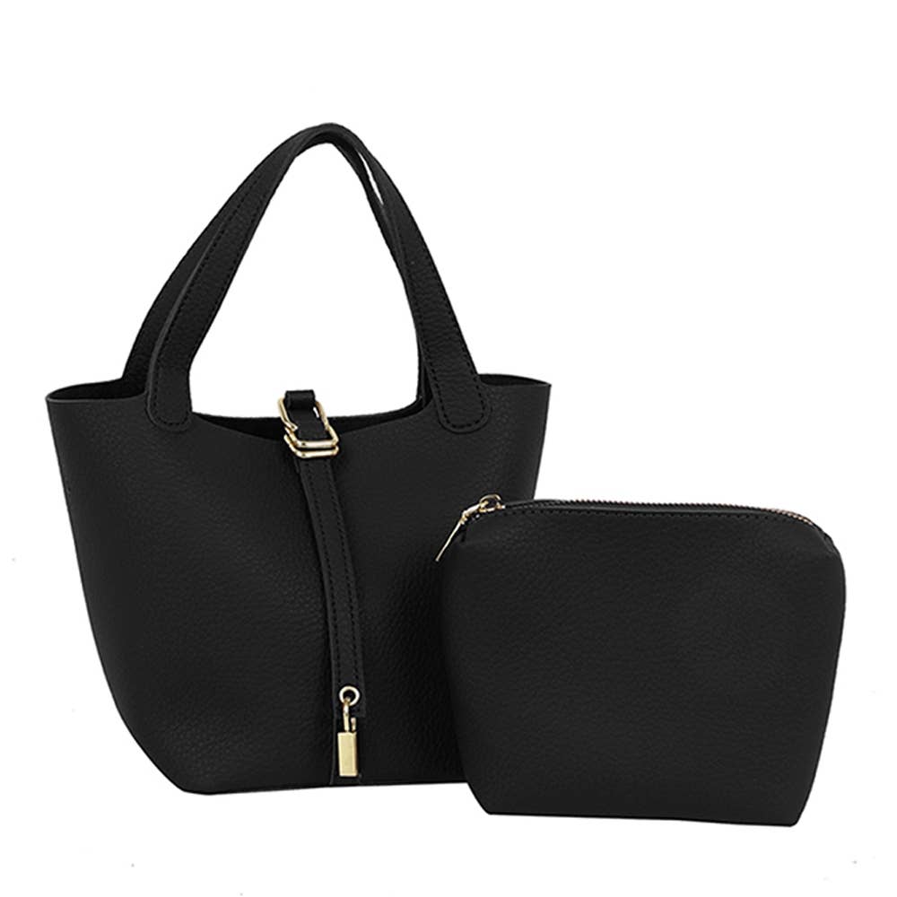 Faux Leather Bucket Hand Bag Set