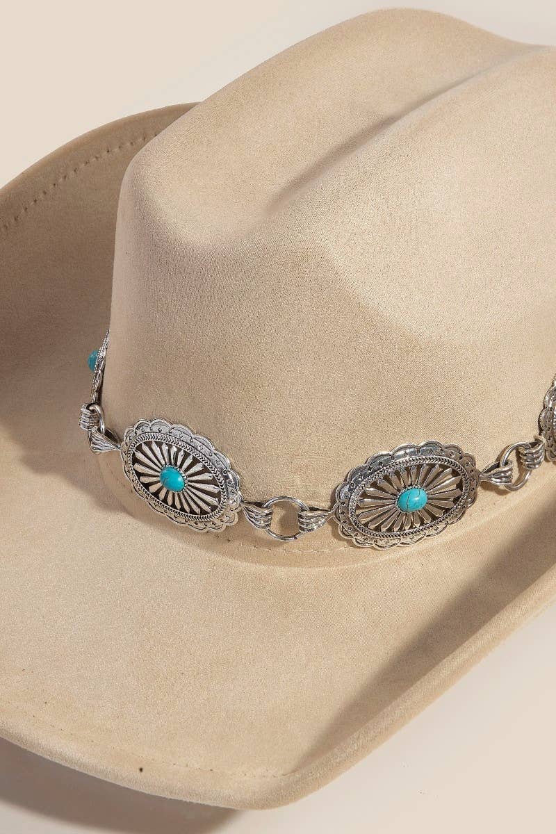 Turquoise Stud Concho Belt Western Cowboy Hat