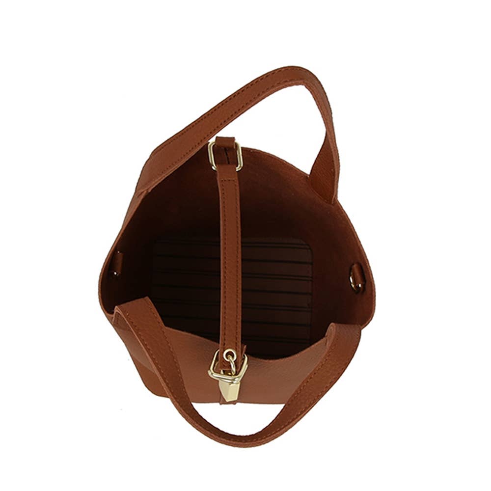 Faux Leather Bucket Hand Bag Set