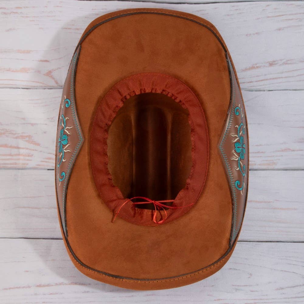 Western Embroidered Floral Strap Concho Cowboy Hat