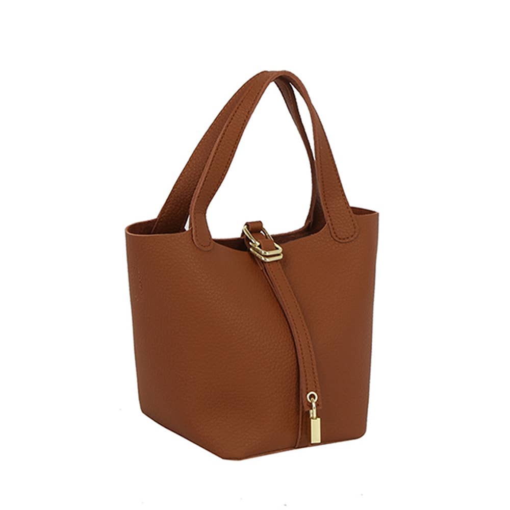 Faux Leather Bucket Hand Bag Set