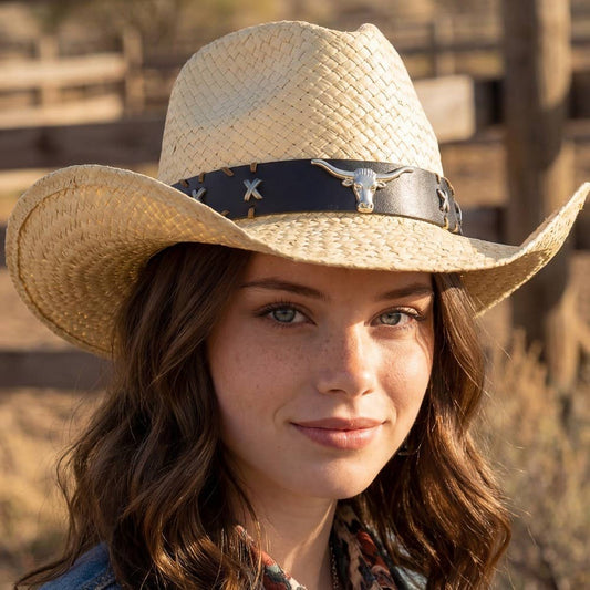 Western Longhorn Cowboy Straw Hat