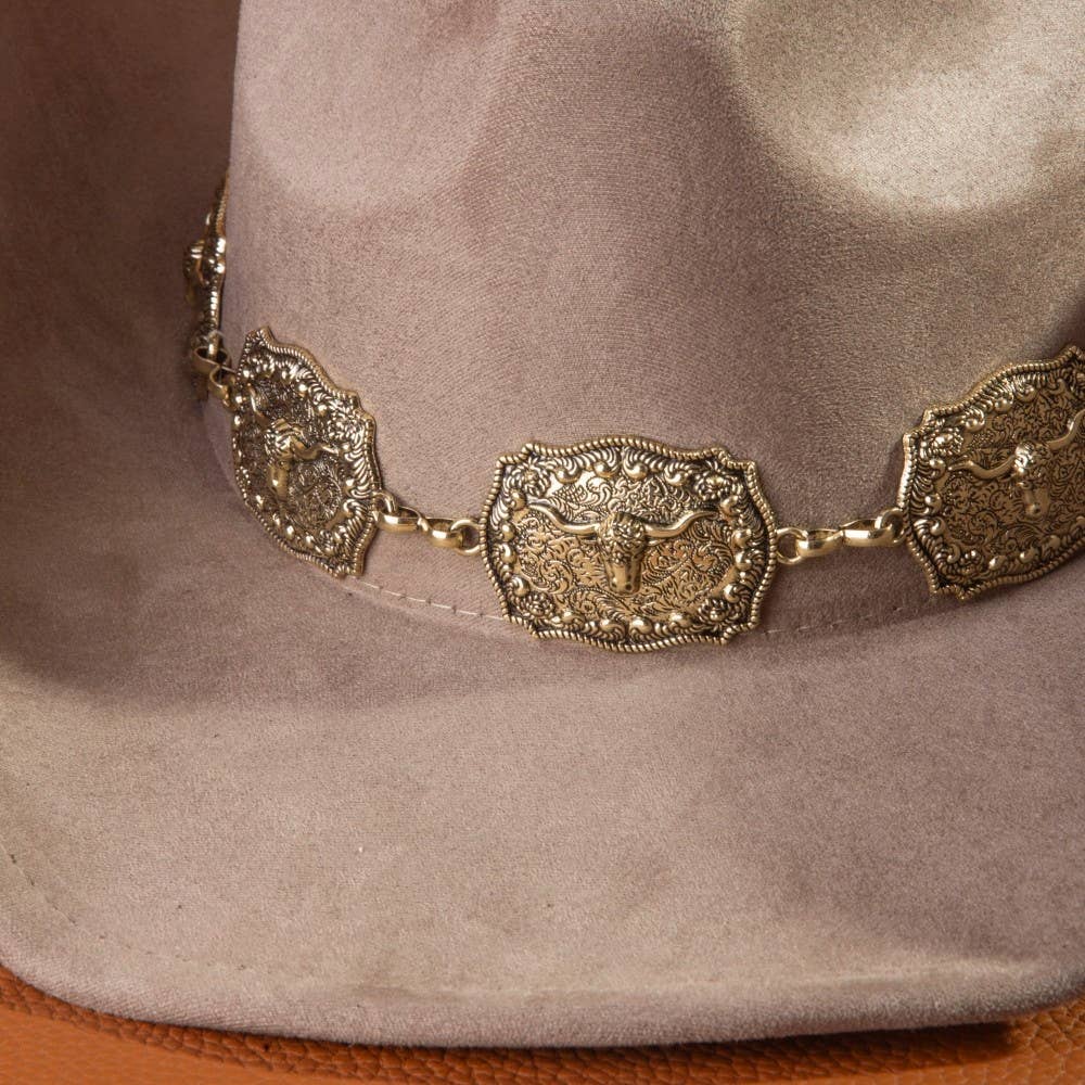 Longhorn Concho Chain Western Cowboy Hat