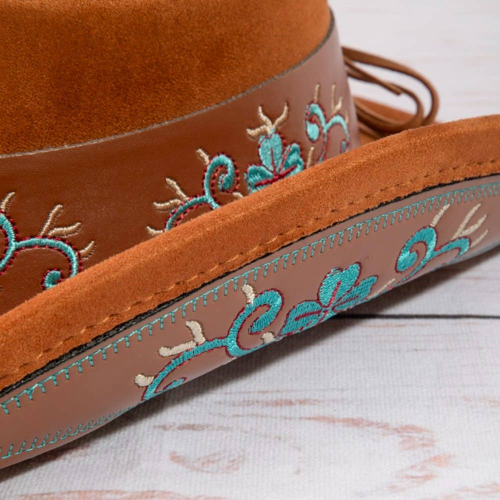 Western Embroidered Floral Strap Concho Cowboy Hat
