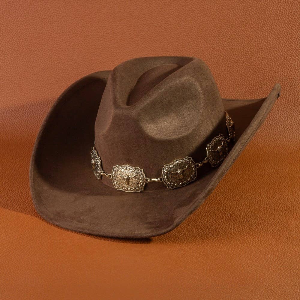 Longhorn Concho Chain Western Cowboy Hat