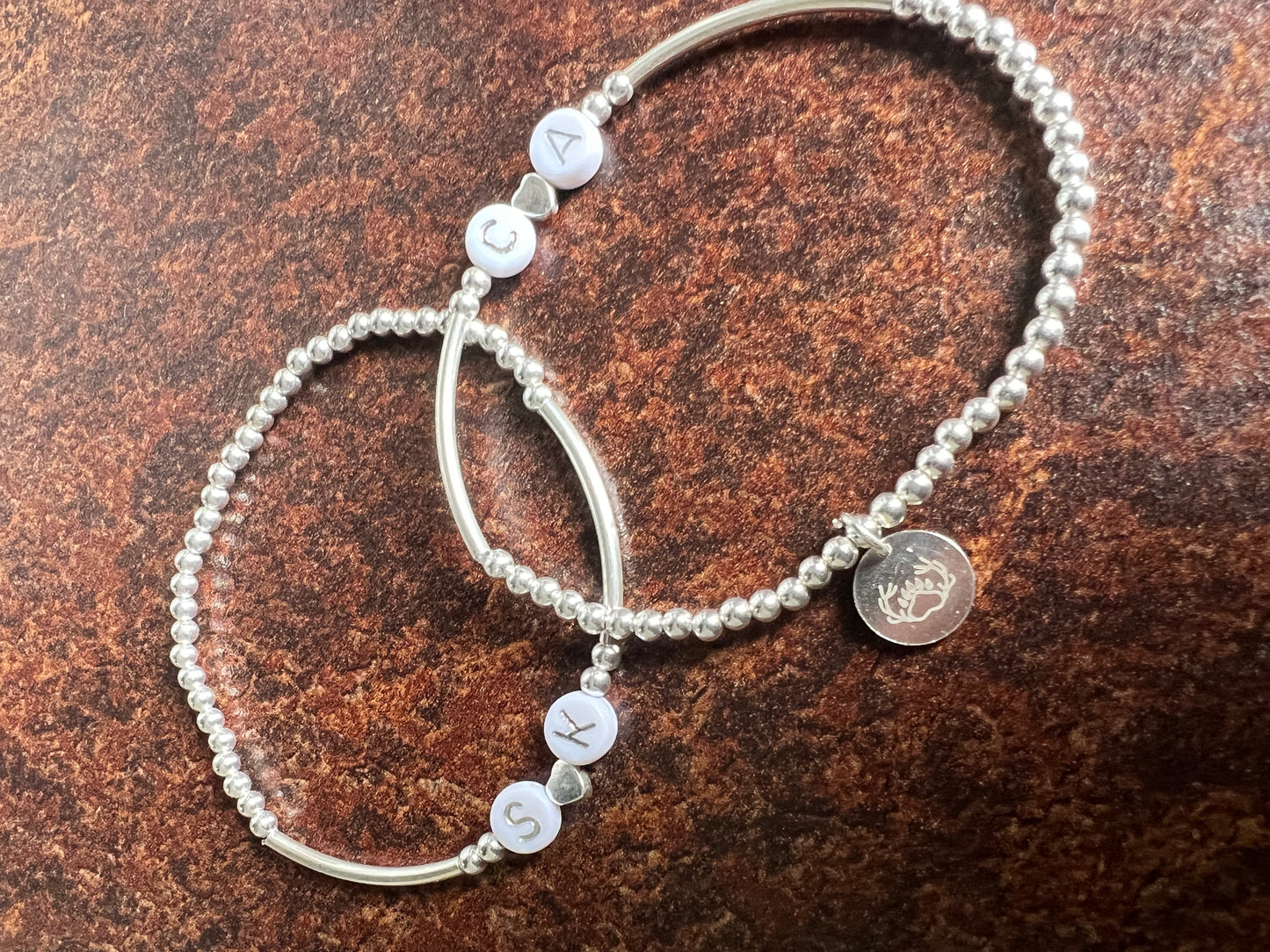 Personalised White & Silver Initial Bracelet