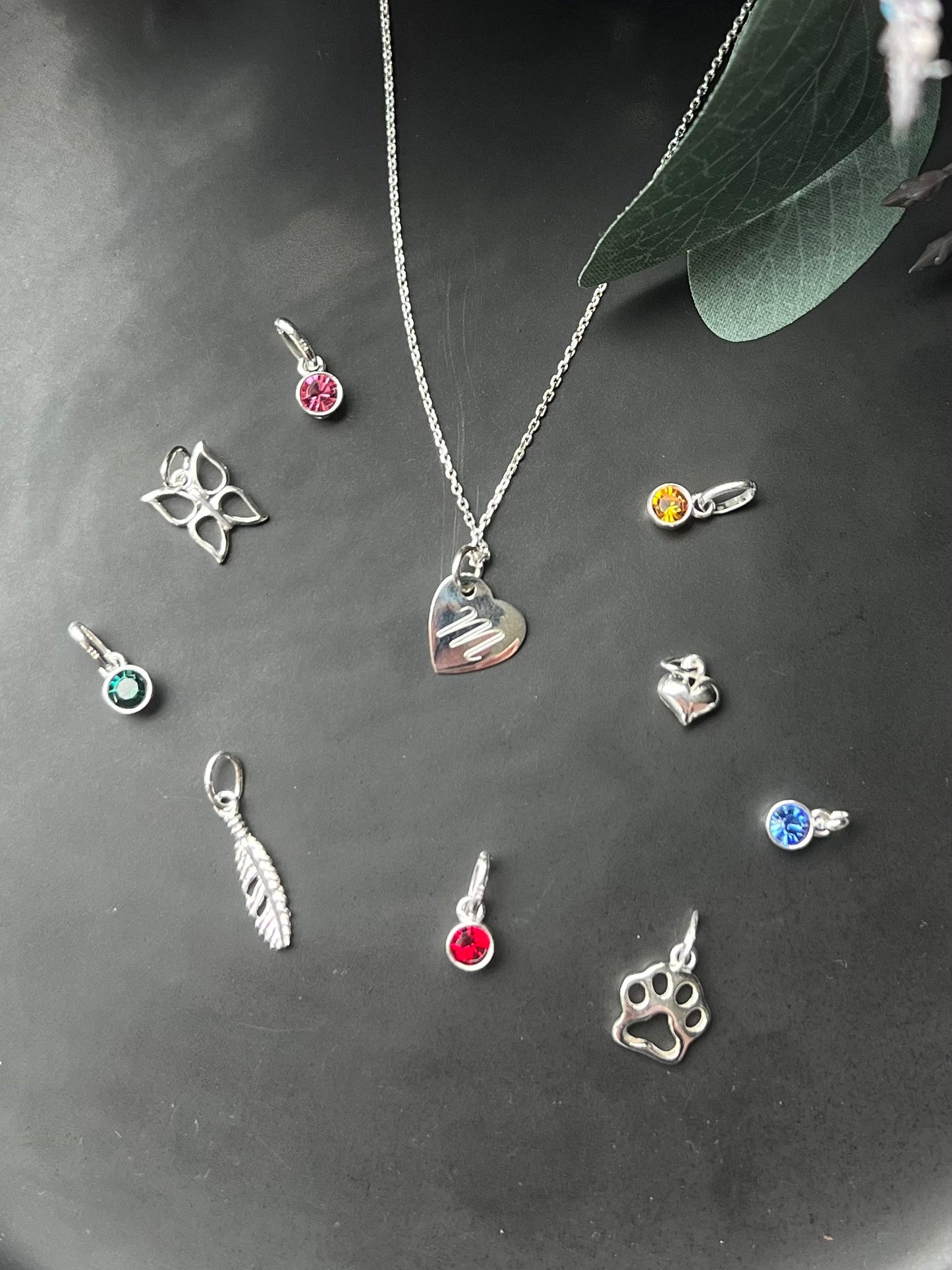 Engraved Tilted Heart Initial Necklace