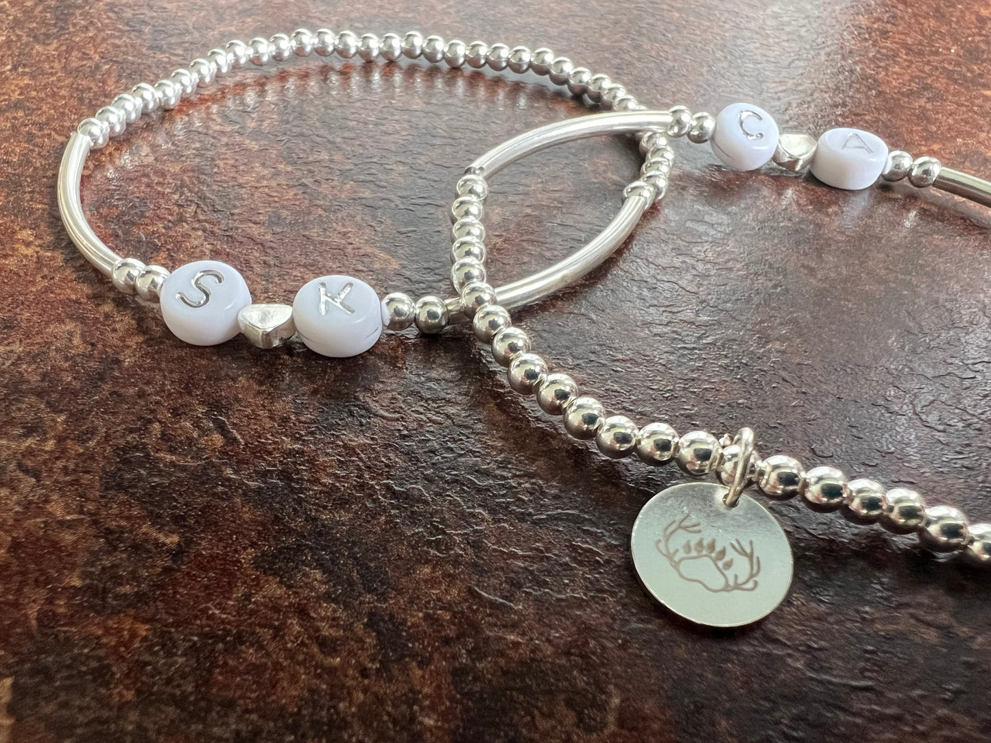 Personalised White & Silver Initial Bracelet