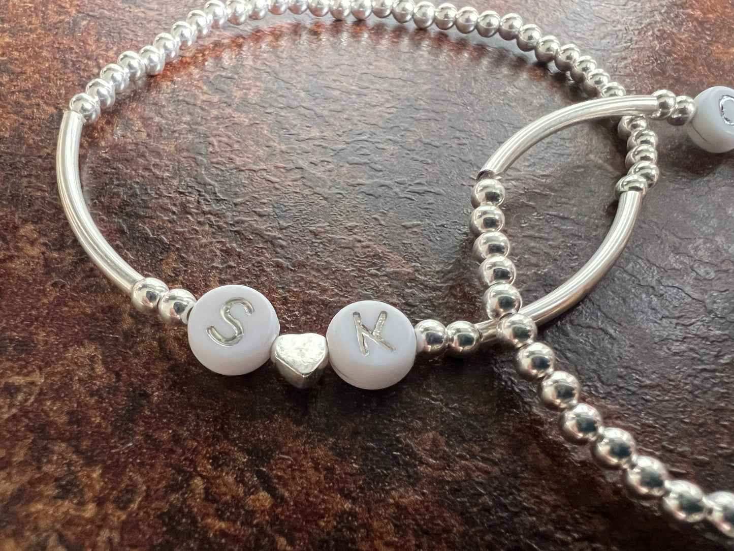 Personalised White & Silver Initial Bracelet